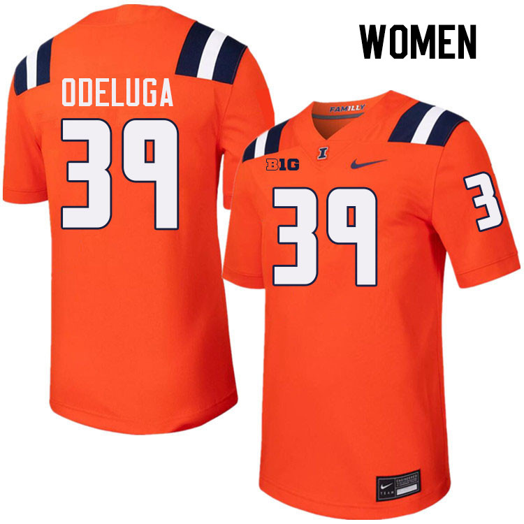 Women #39 Kenenna Odeluga Illinois Fighting Illini College Football Jerseys Stitched-Orange